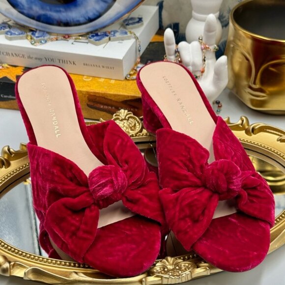 🆕 LOEFFLER RANDALL 🧿 NWOB Celeste Knotted Velvet Block Mid Heel Slide, Sz 7 - Picture 3 of 14